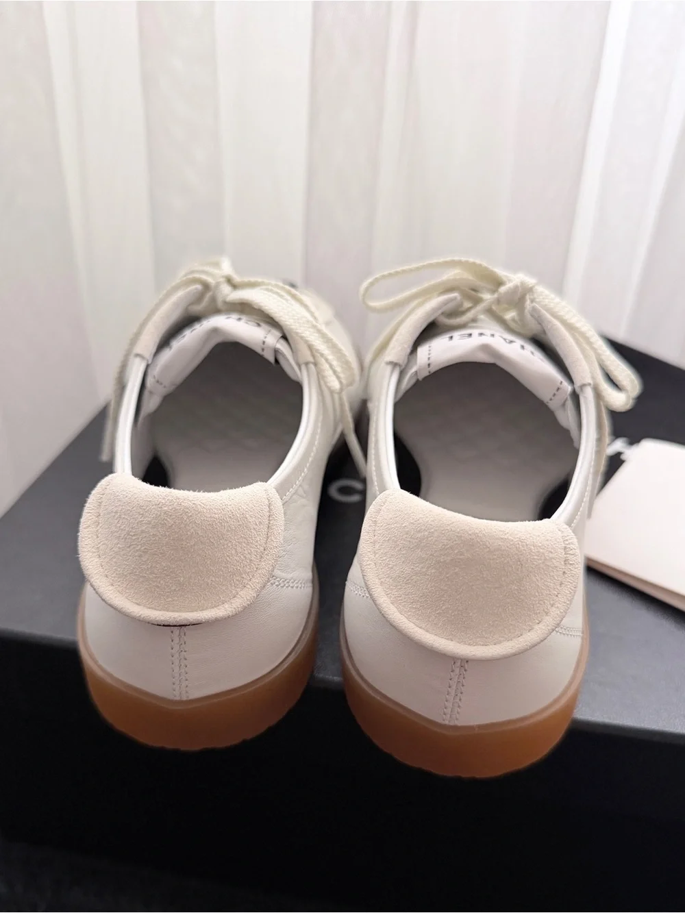 Auth BNIB Chanel CC Logo White Leather Suede Sneakers - Size 38